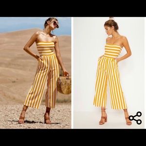 Contrast Stripe bandeau culotte jumpsuit